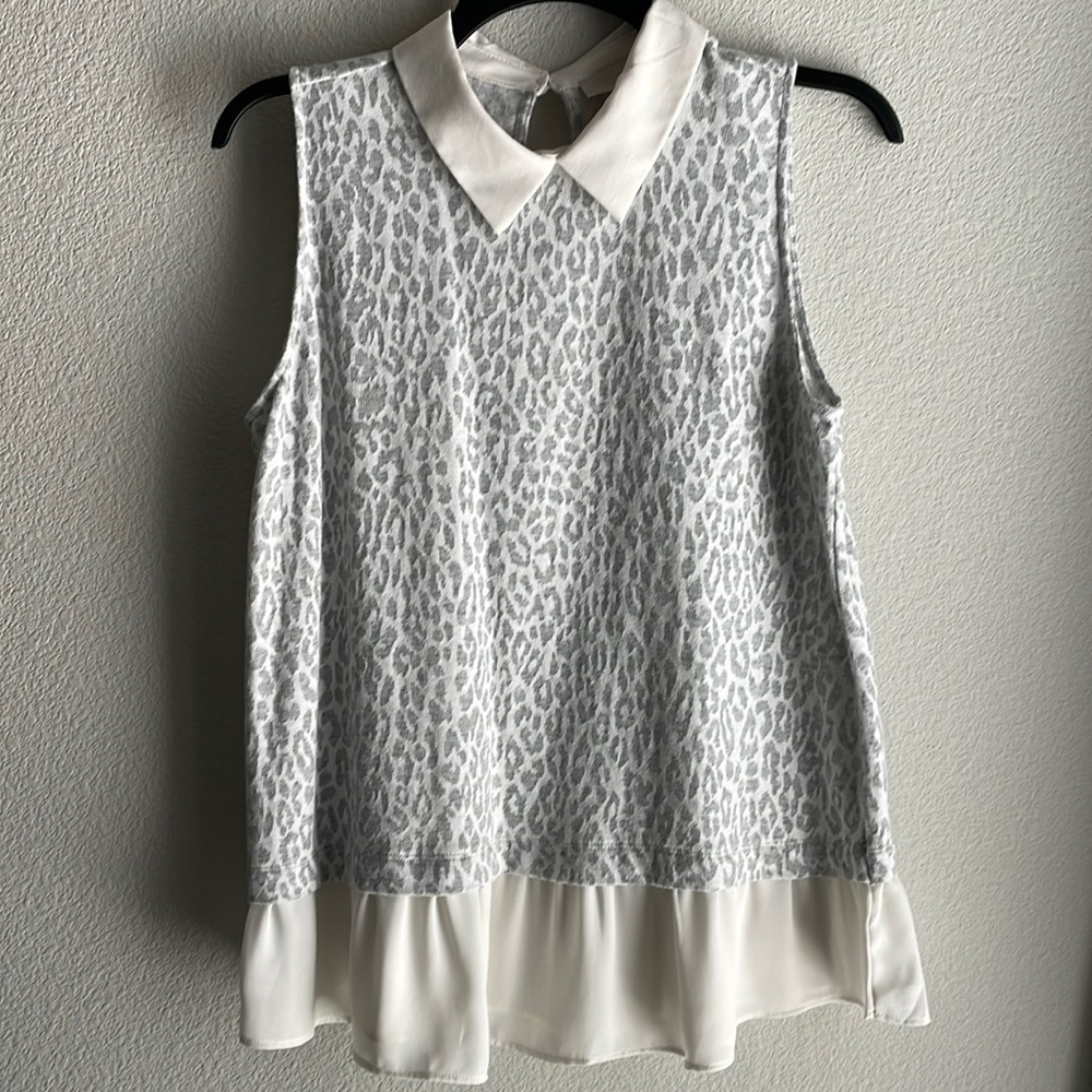LOFT Print Collar Sweater